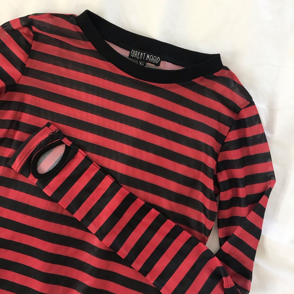 Striped Mesh Top